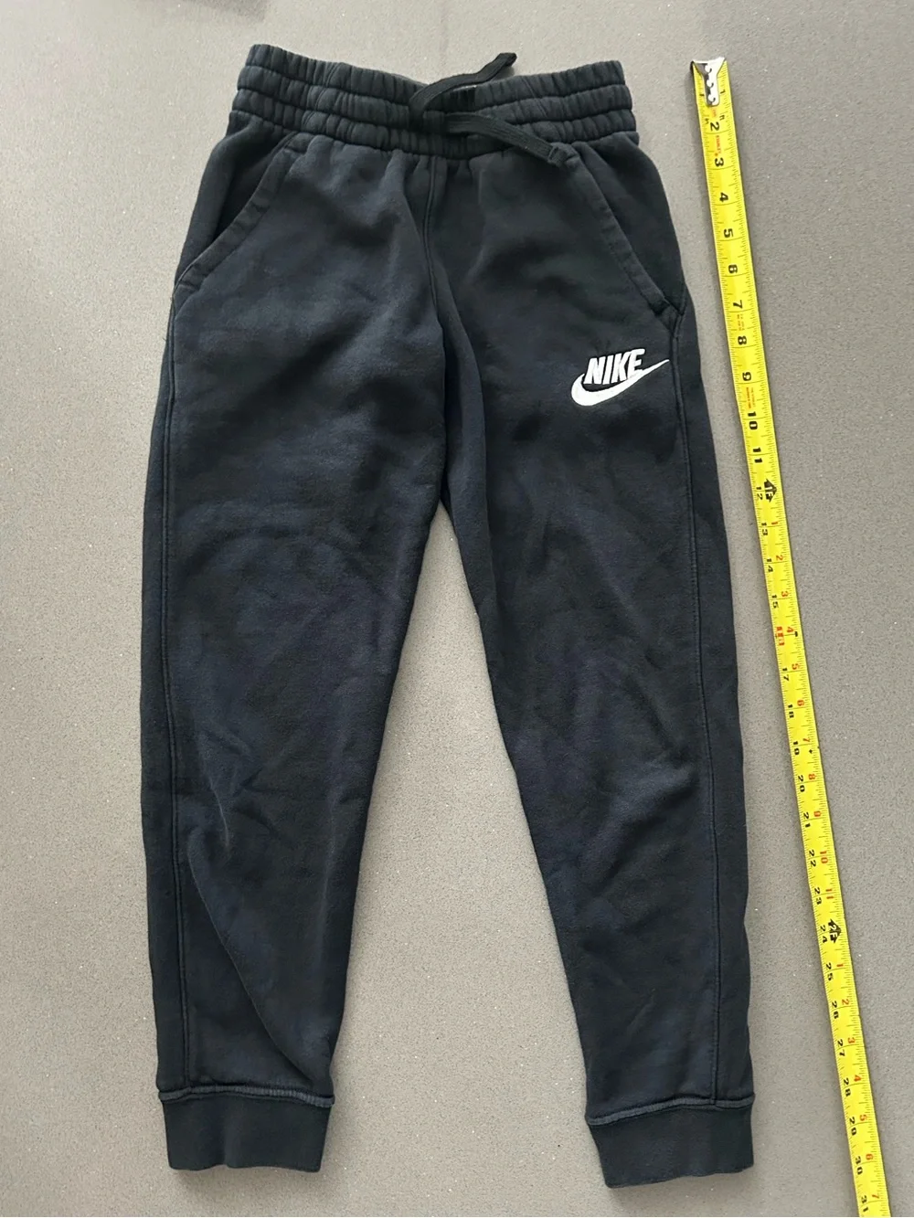 Nike Black Kids Fleece Joggers with White Logo size Small.
